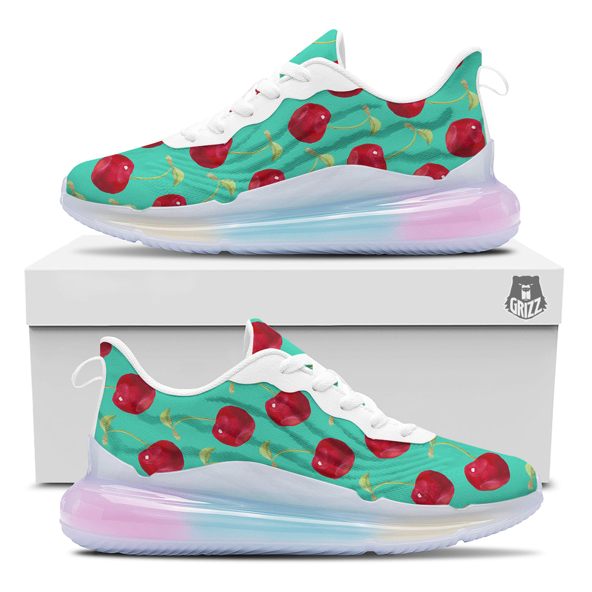 Cherry Watercolor Print Pattern Running Sneakers-grizzshop