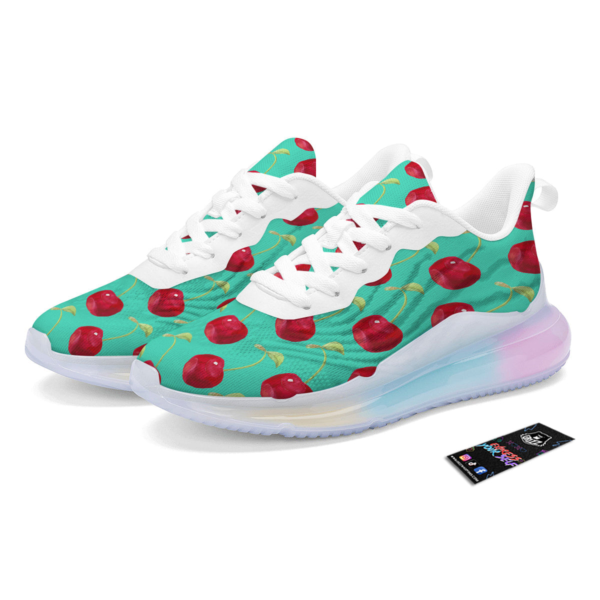 Cherry Watercolor Print Pattern Running Sneakers-grizzshop