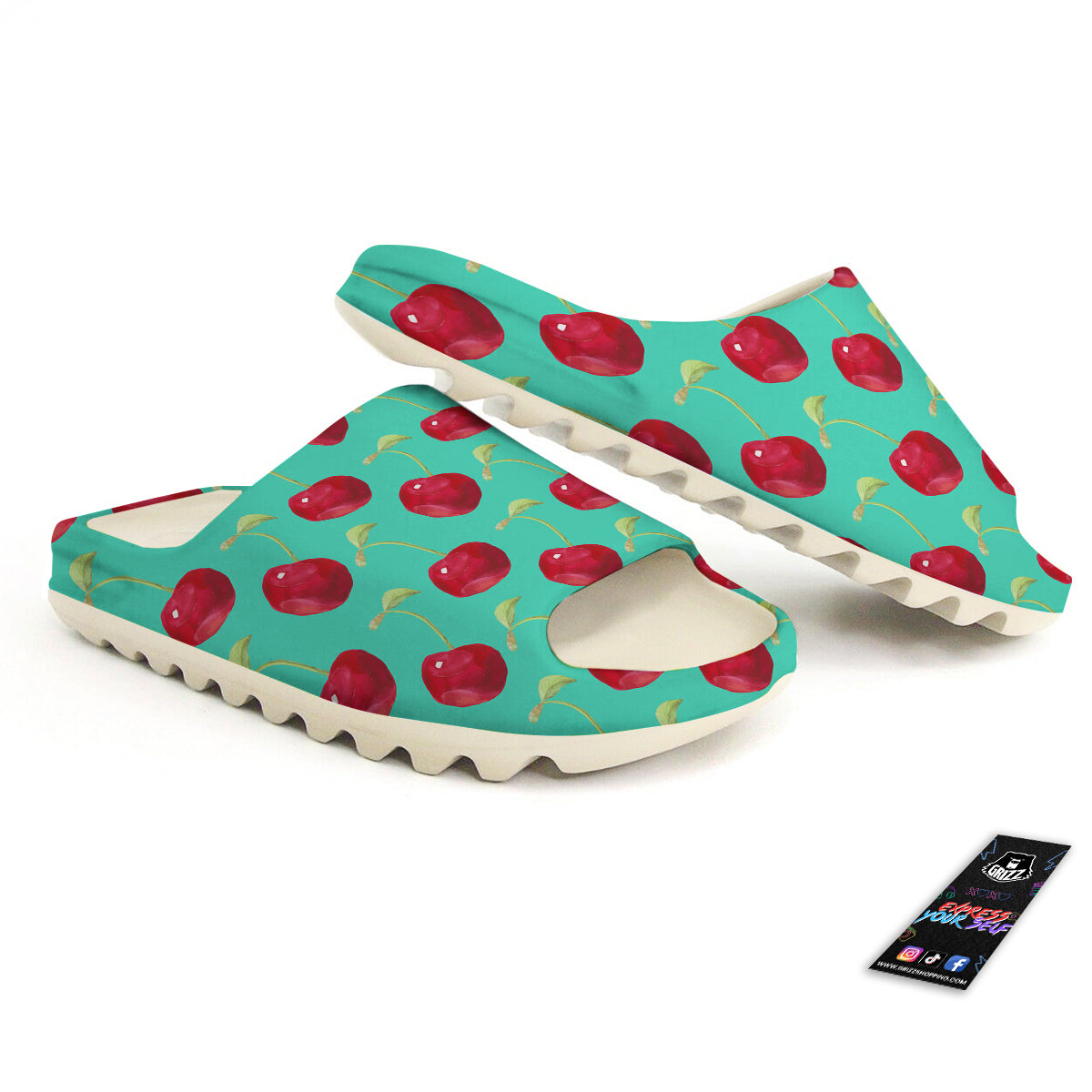 Cherry Watercolor Print Pattern Sandals-grizzshop