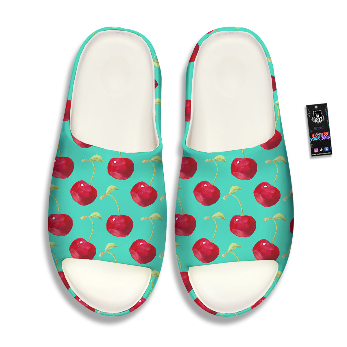 Cherry Watercolor Print Pattern Sandals-grizzshop