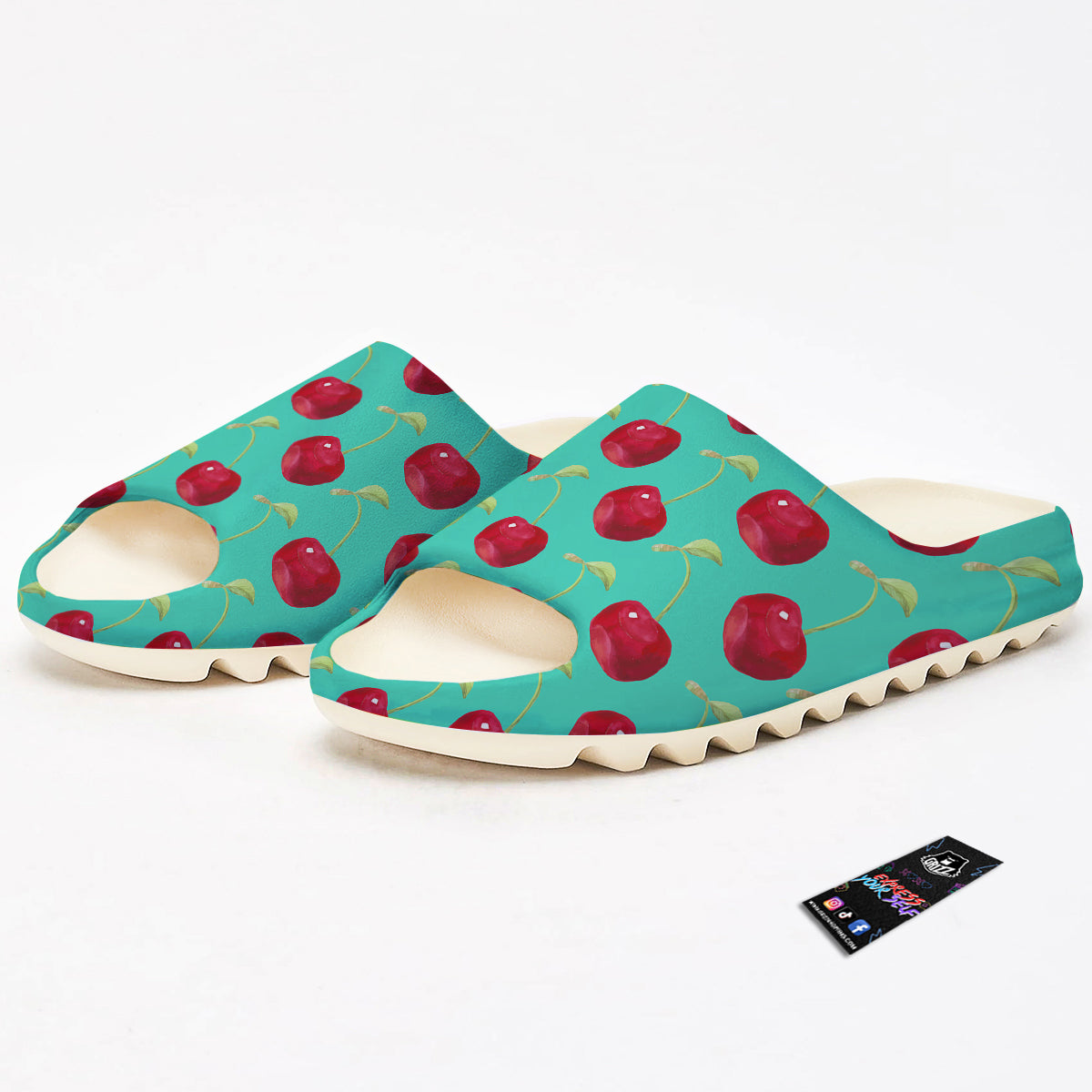 Cherry Watercolor Print Pattern Sandals-grizzshop