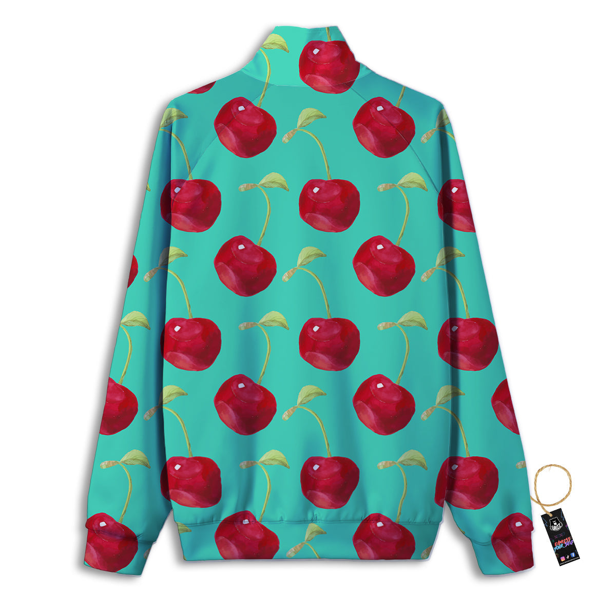 Cherry Watercolor Print Pattern Track Jacket-grizzshop