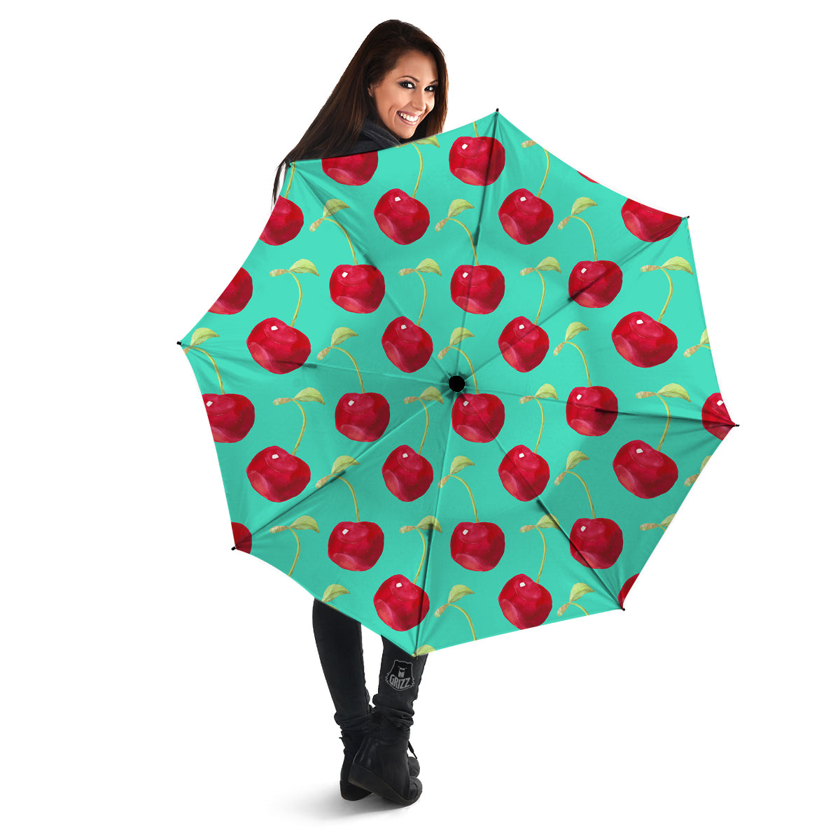 Cherry Watercolor Print Pattern Umbrella-grizzshop