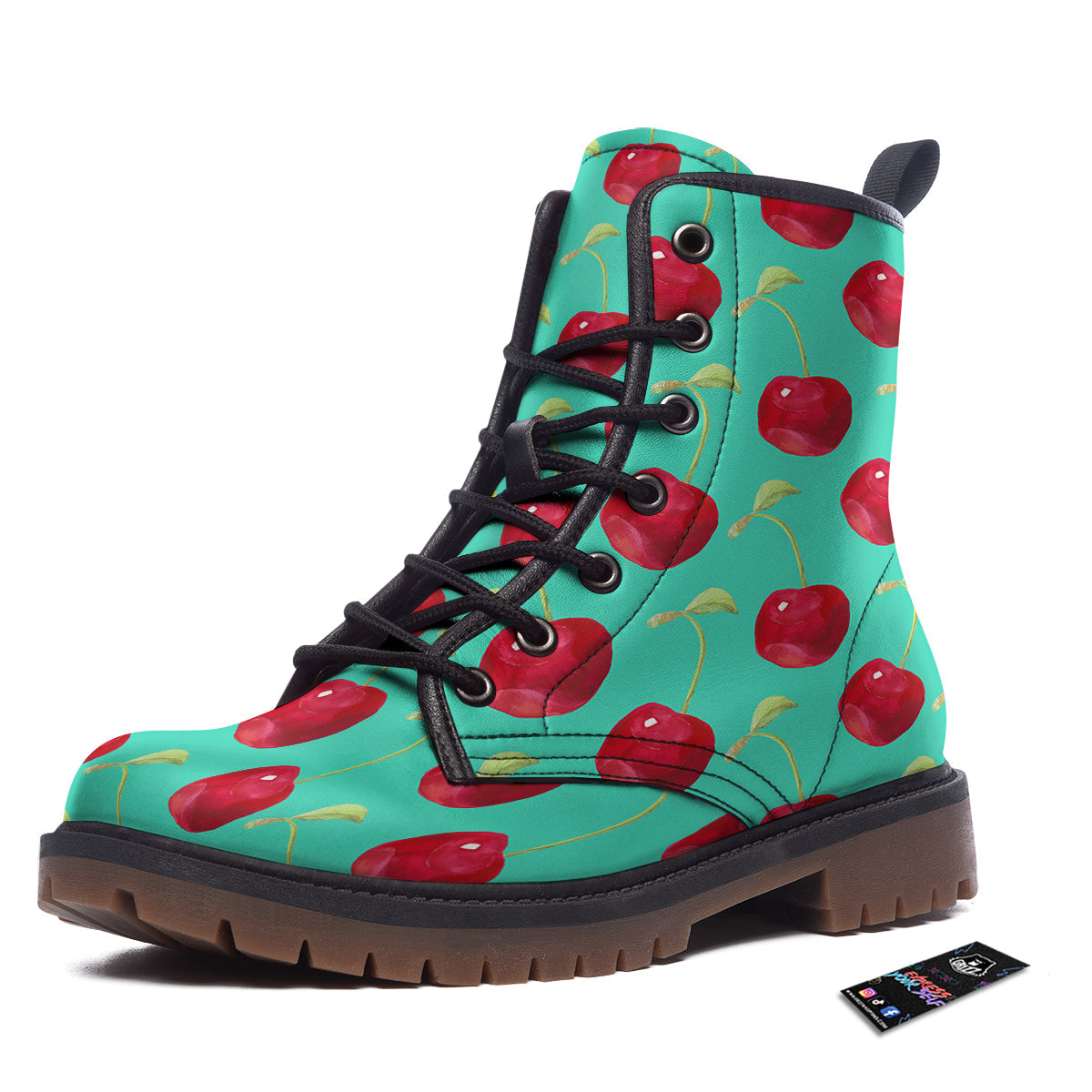Cherry Watercolor Print Pattern Work Boots-grizzshop