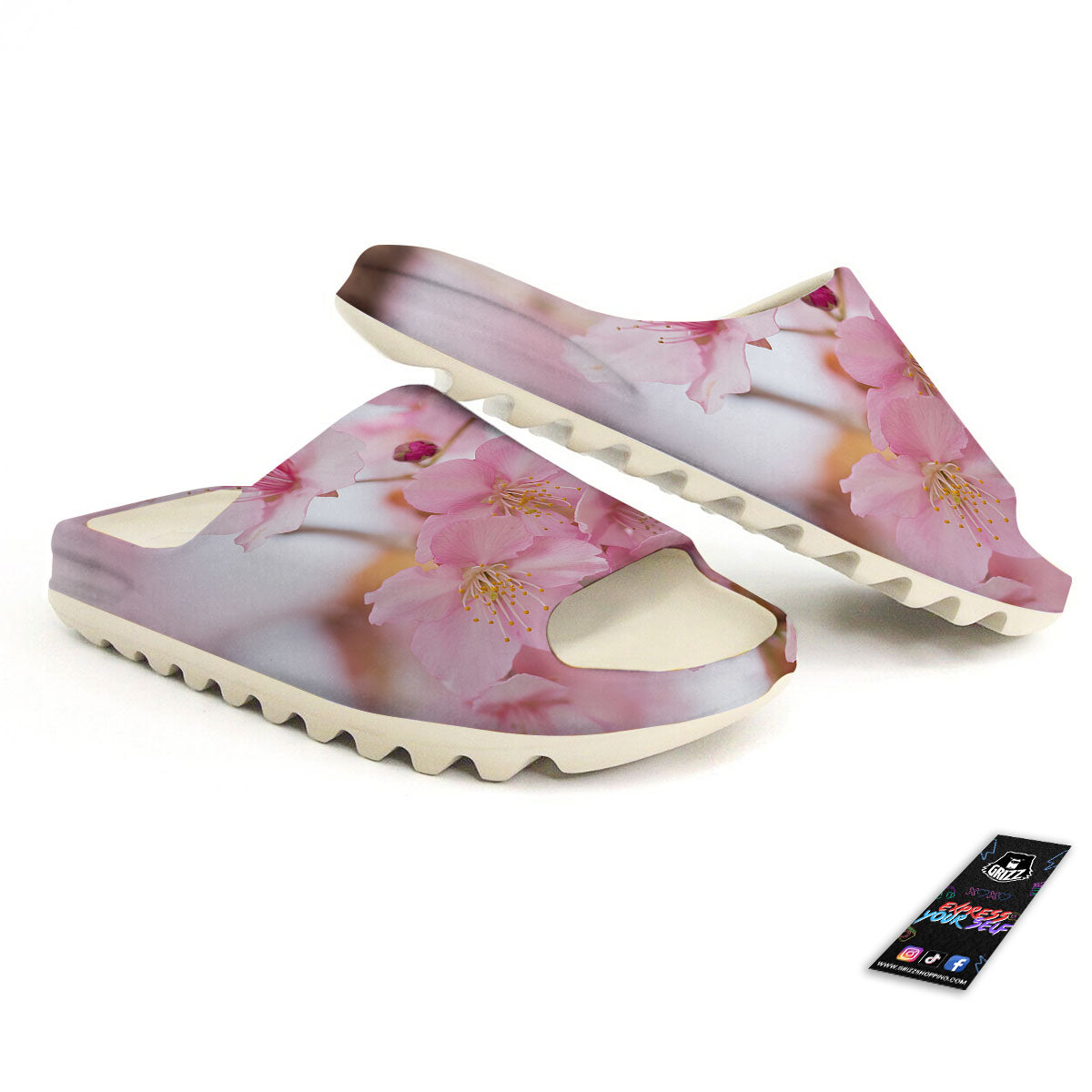 Cherry Blossom Pink Print Sandals-grizzshop