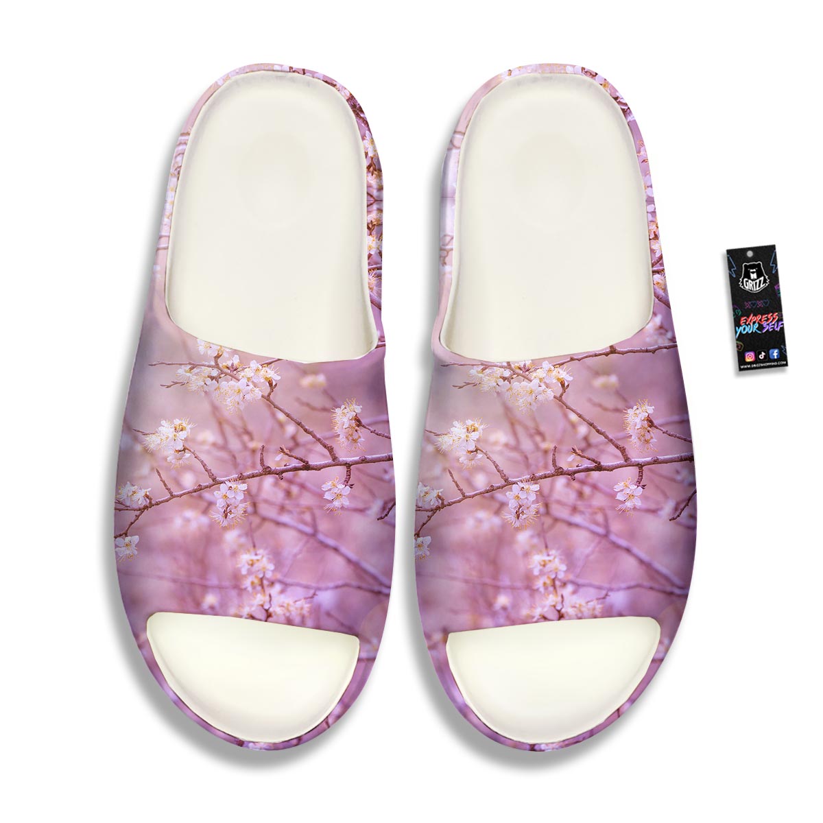 Cherry Blossom Sunrise Japanese Print Sandals-grizzshop