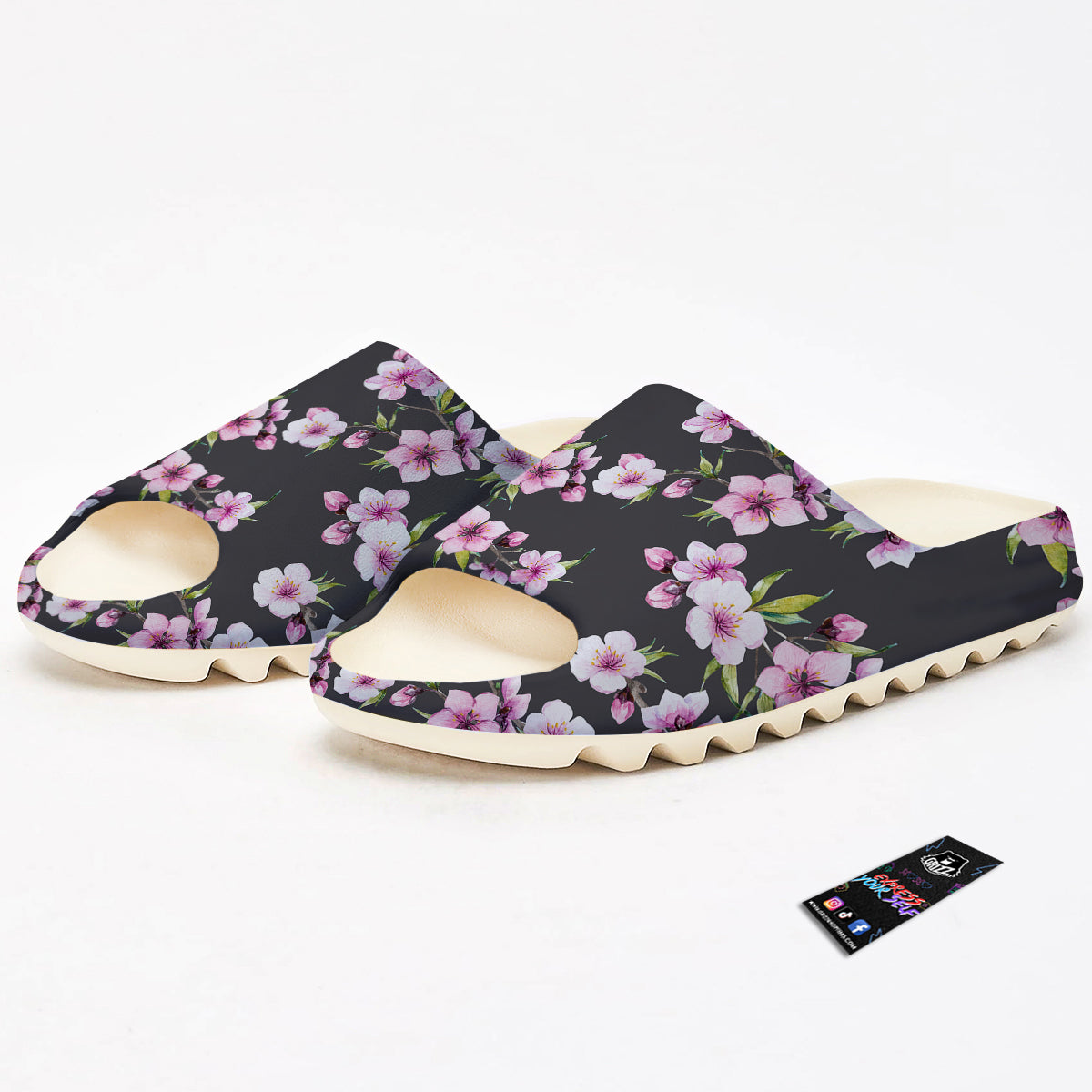 Cherry Blossom Watercolor Print Pattern Sandals-grizzshop