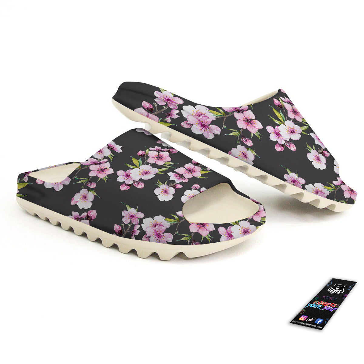 Cherry Blossom Watercolor Print Pattern Sandals-grizzshop