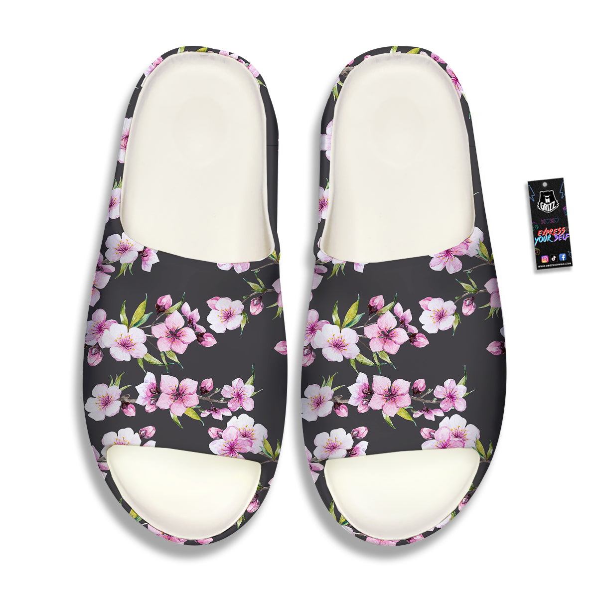 Cherry Blossom Watercolor Print Pattern Sandals-grizzshop