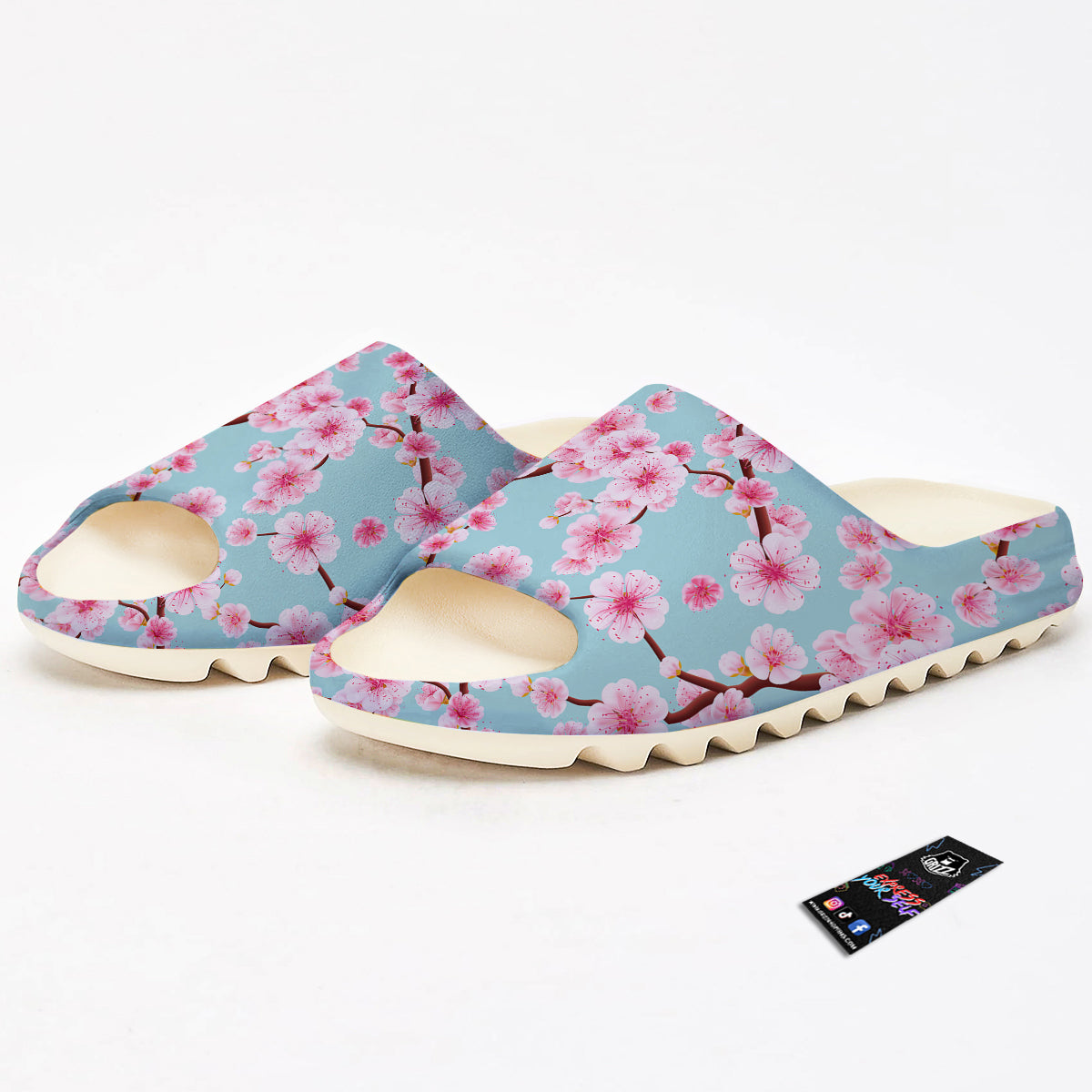 Cherry Blossom White Print Pattern Sandals-grizzshop