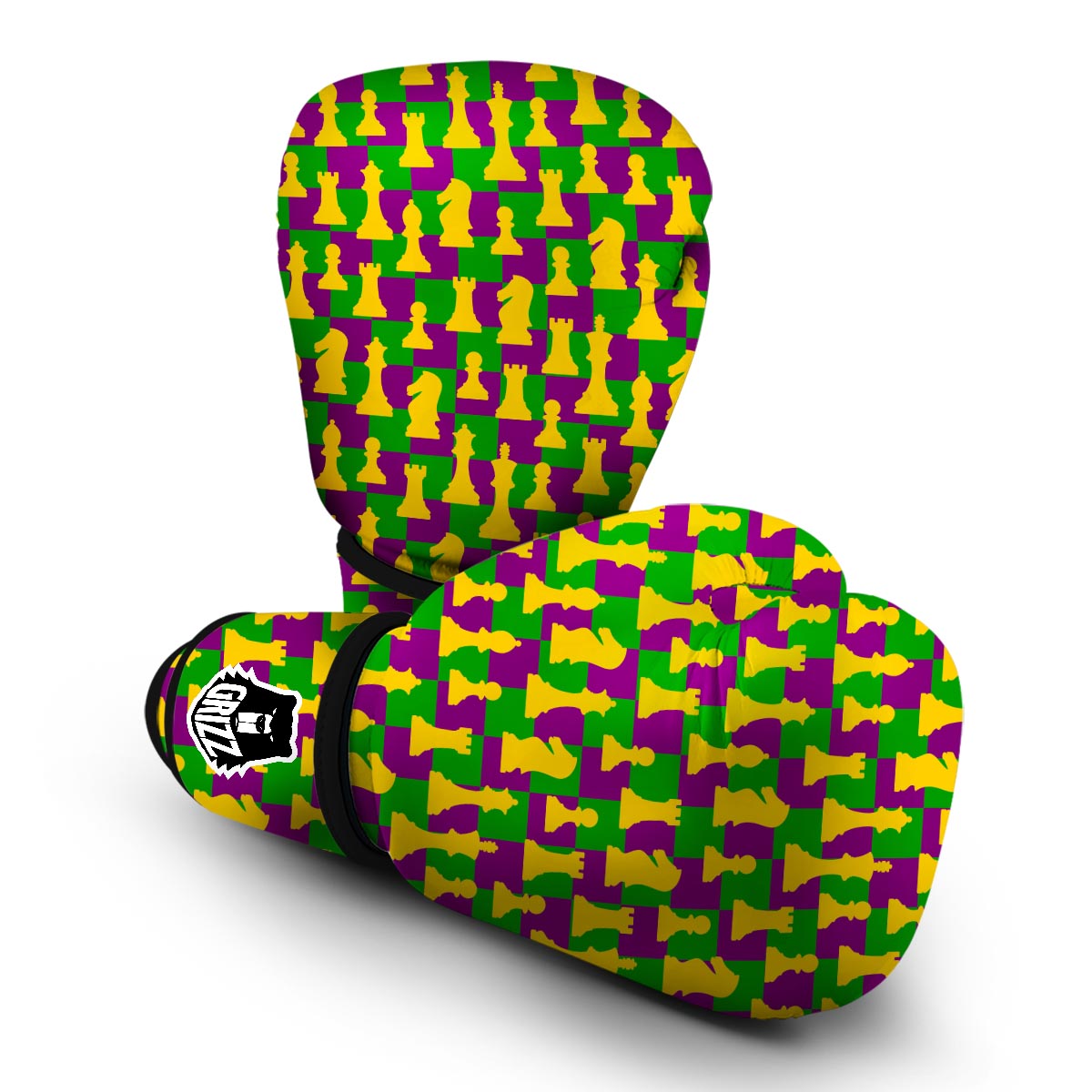 Chess Color Pattern Print Boxing Gloves-grizzshop