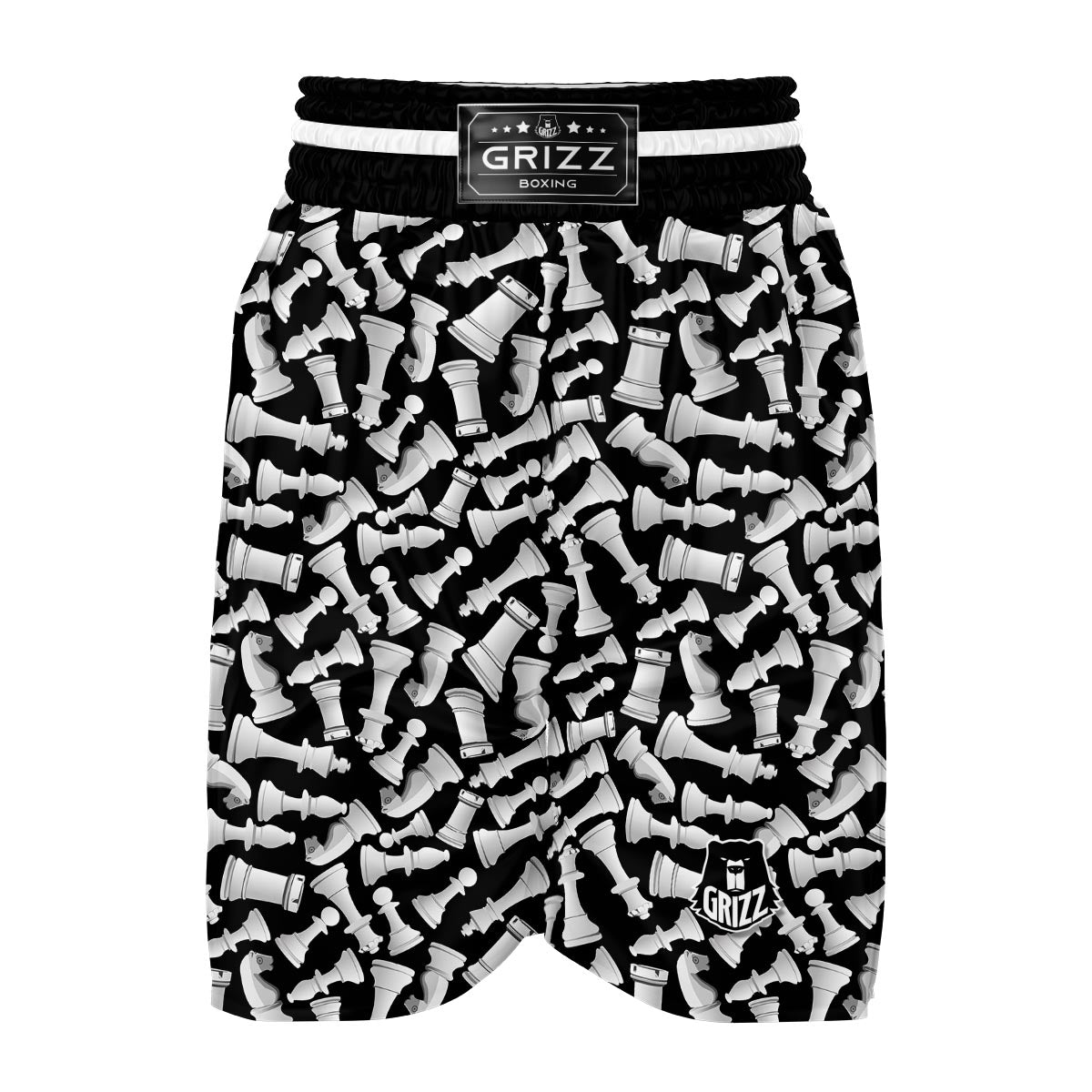 Chess Pattern Print Boxing Shorts-grizzshop
