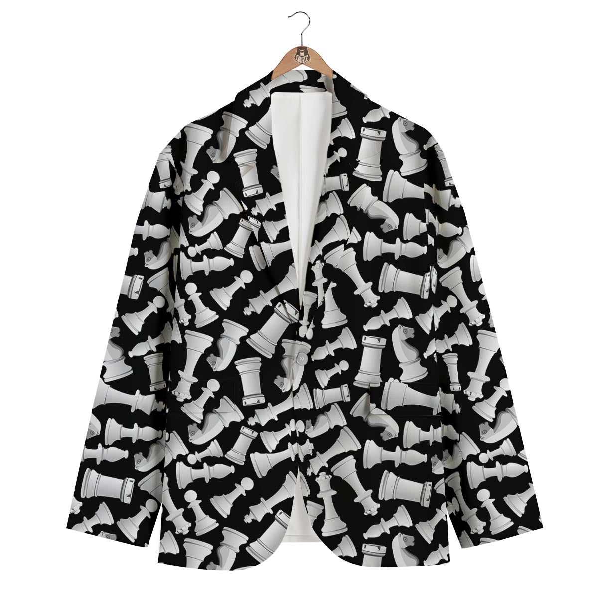Chess Pattern Print Men's Blazer-grizzshop