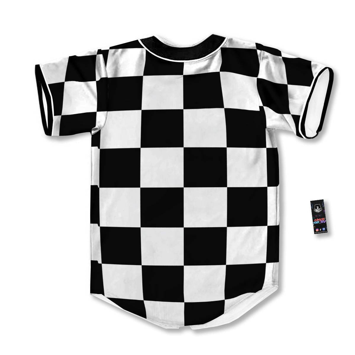 Chessboard Sphere Print Baseball Jersey-grizzshop