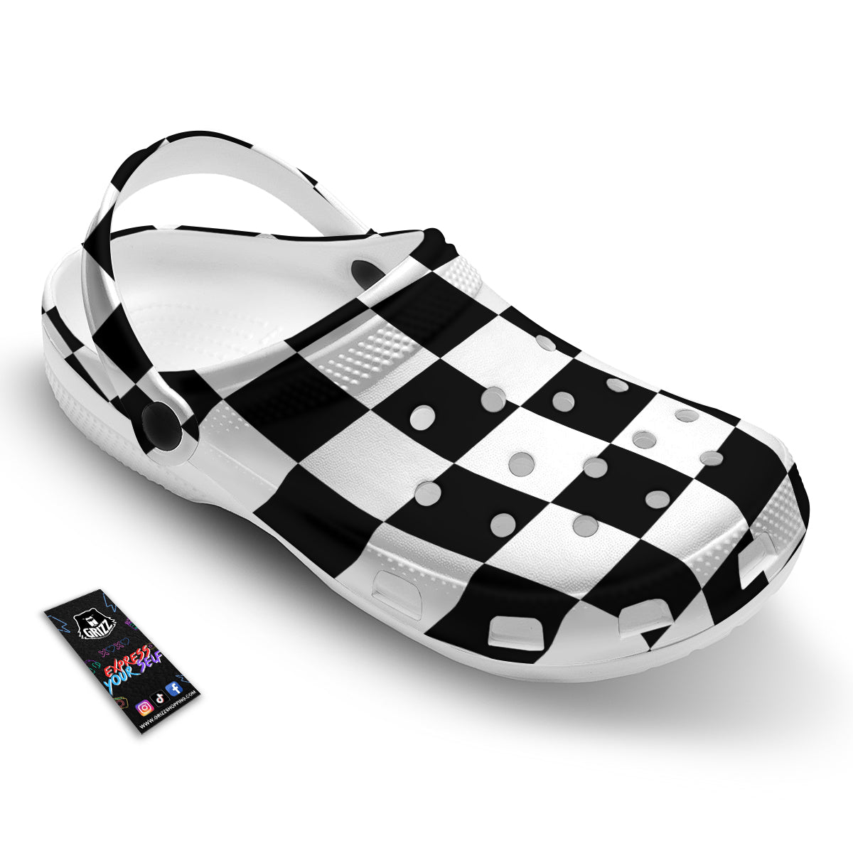 Chessboard Sphere Print Clog-grizzshop
