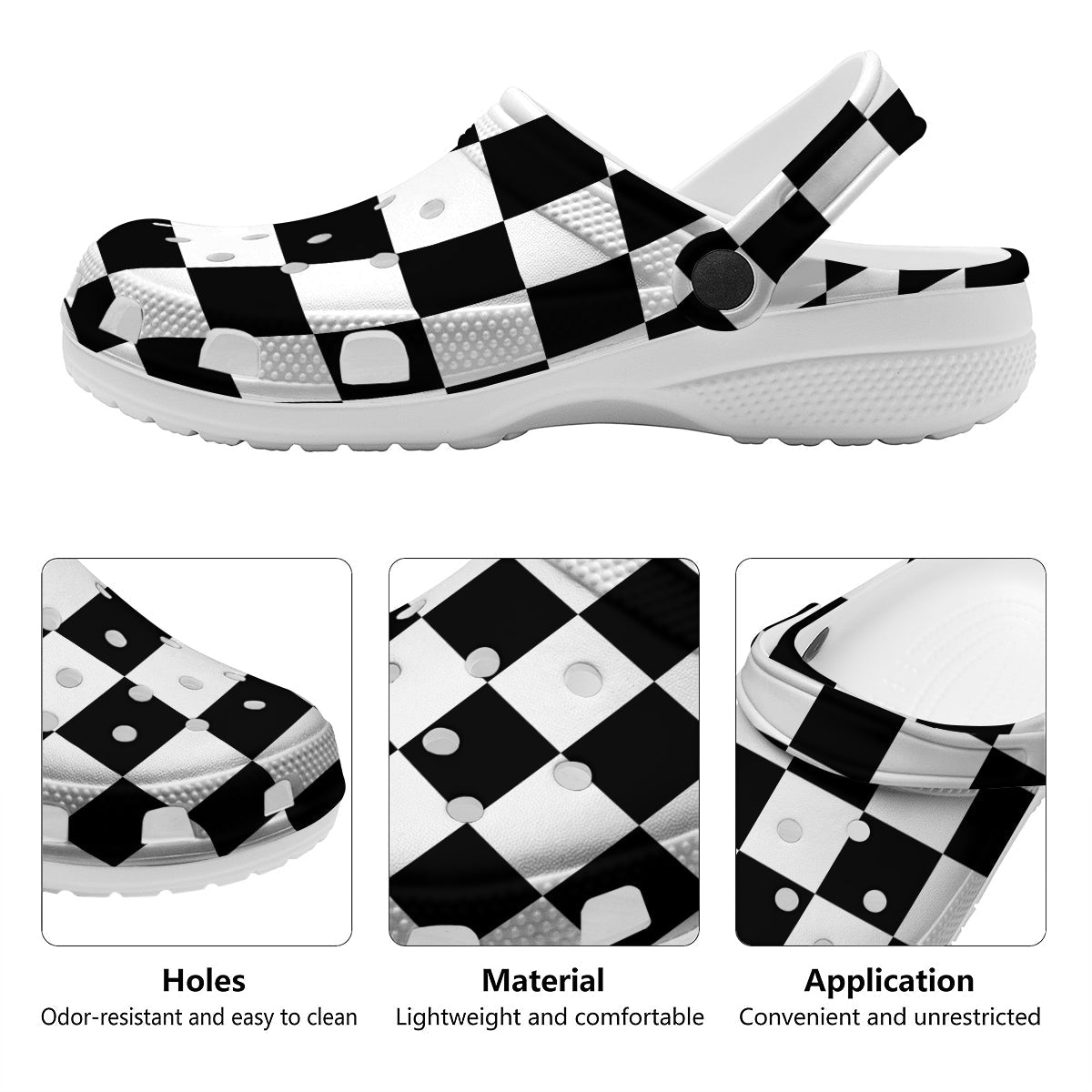 Chessboard Sphere Print Clog-grizzshop