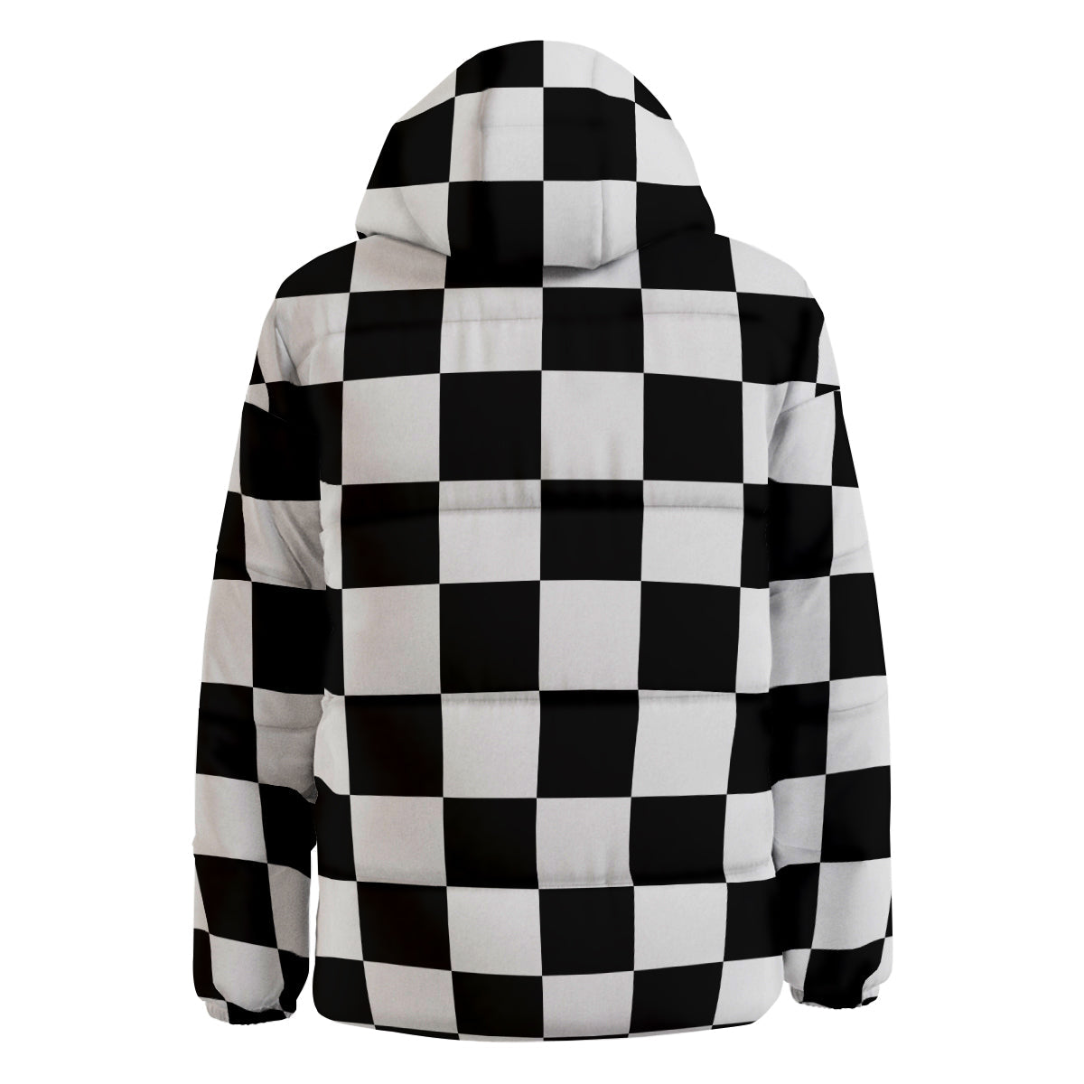 Chessboard Sphere Print Down Jacket-grizzshop