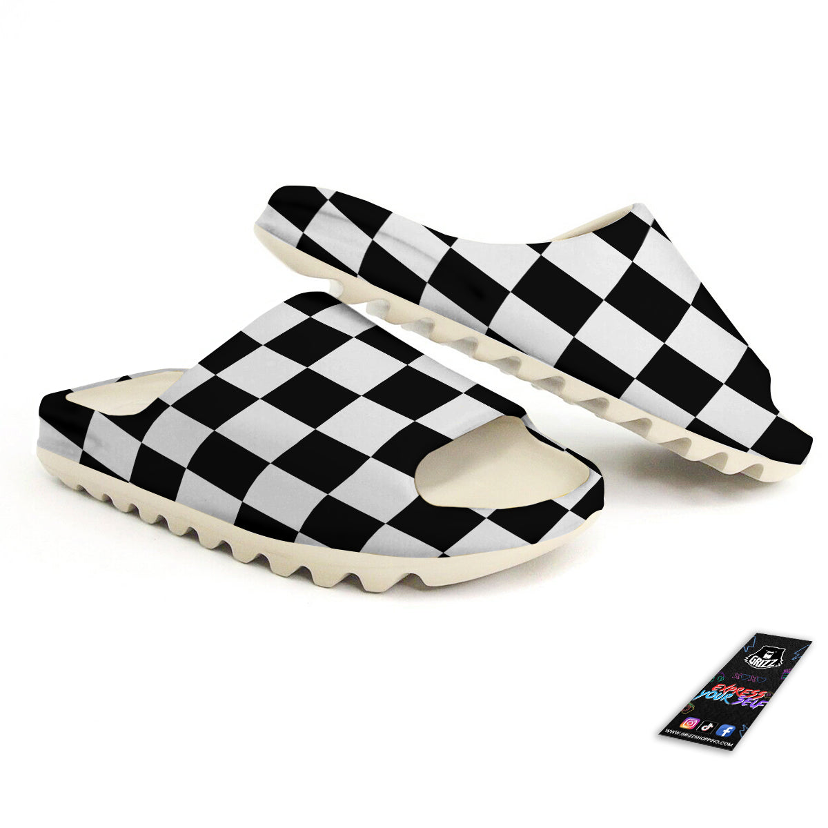 Chessboard Sphere Print Sandals-grizzshop