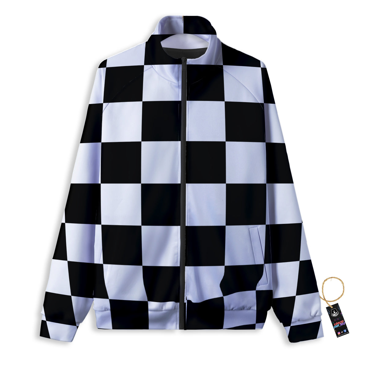 Chessboard Sphere Print Track Jacket-grizzshop