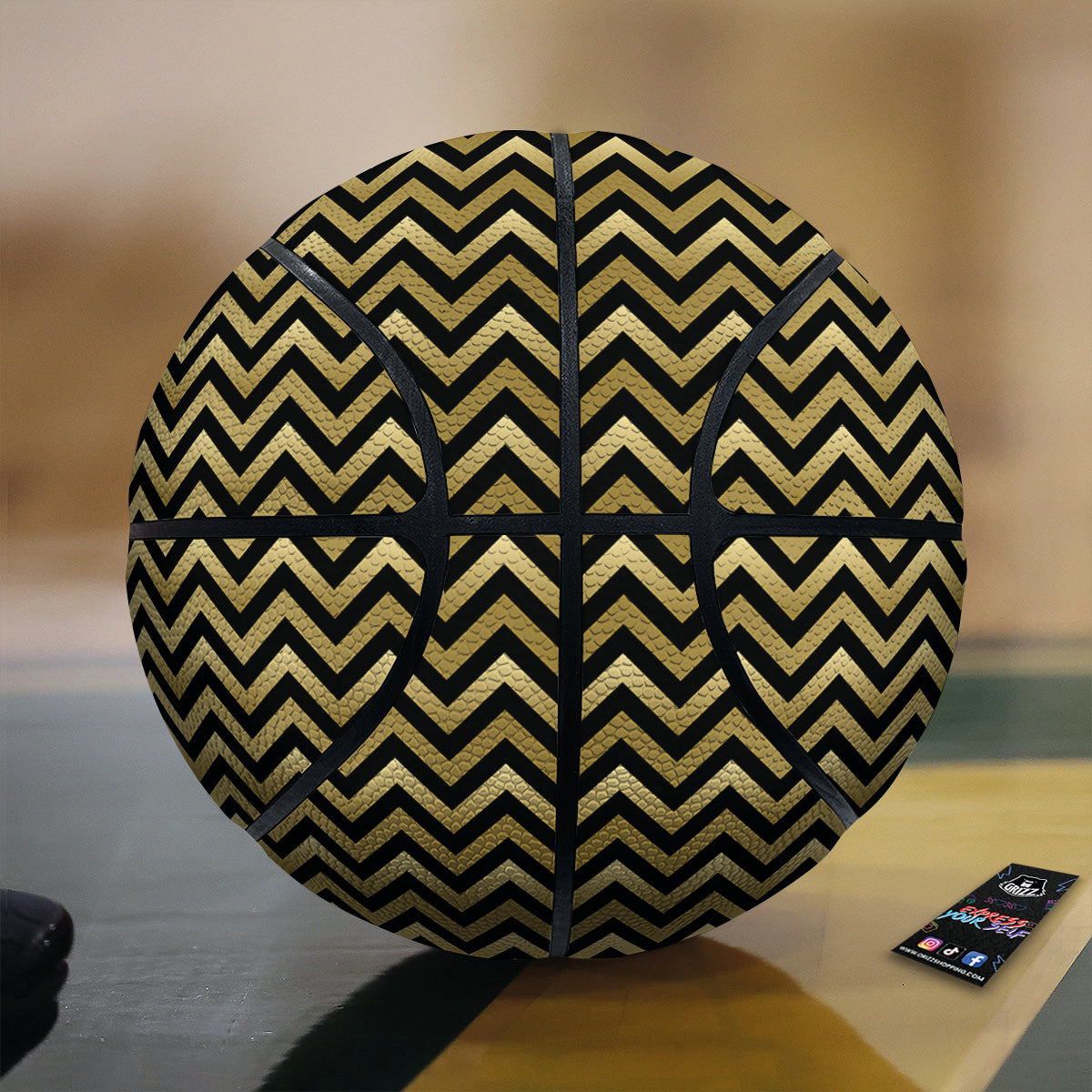 Chevron Black And Gold Print Pattern Basketball-grizzshop