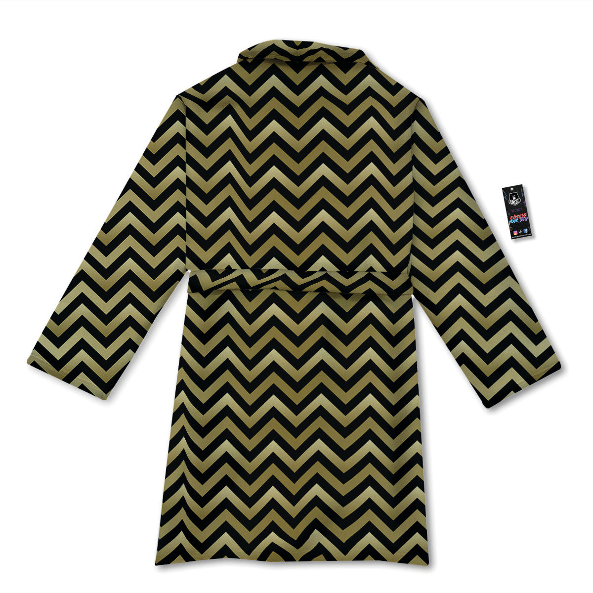 Chevron Black And Gold Print Pattern Bathrobe-grizzshop