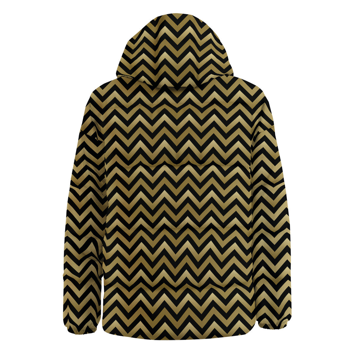 Chevron Black And Gold Print Pattern Down Jacket-grizzshop