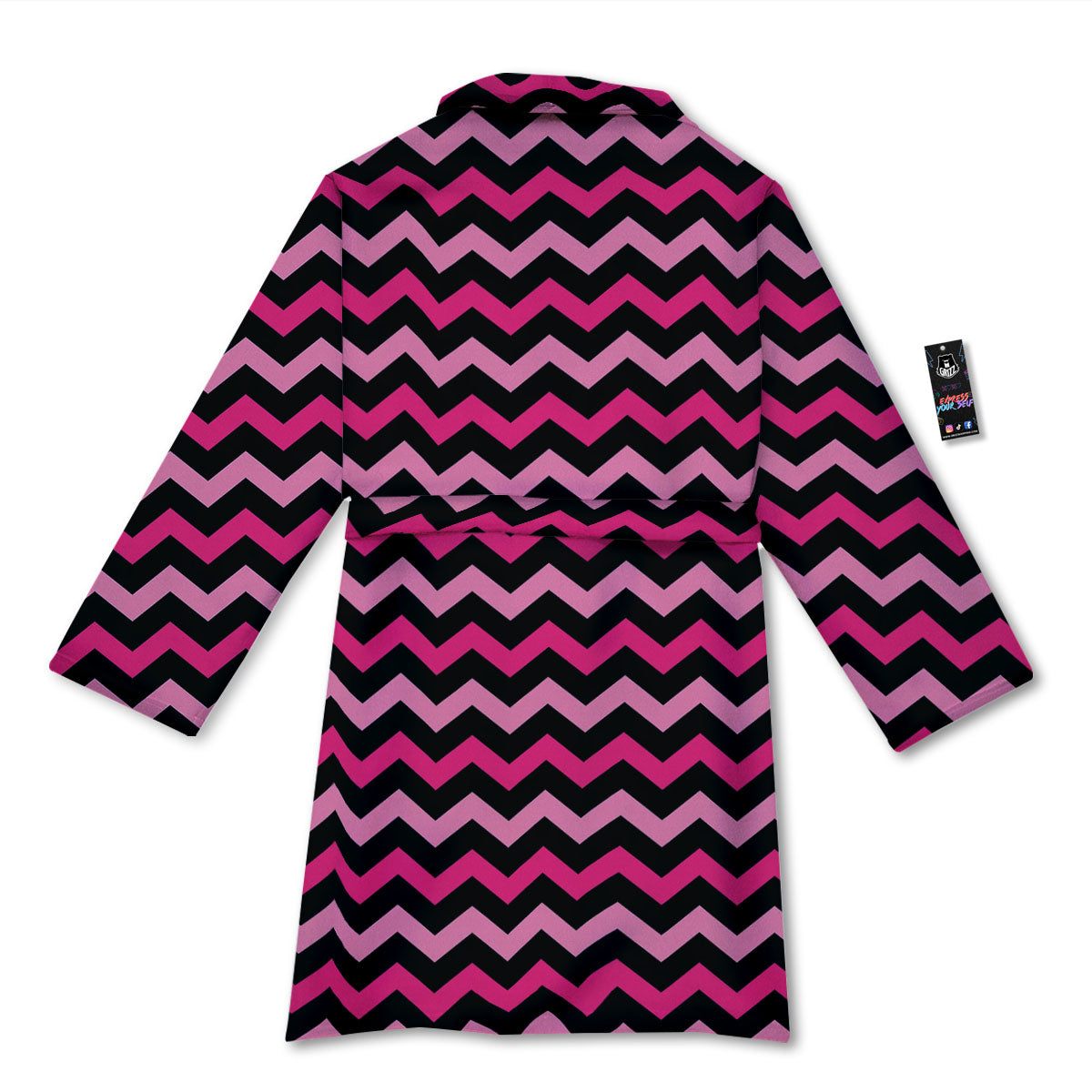 Chevron Black And Pink Print Pattern Bathrobe-grizzshop