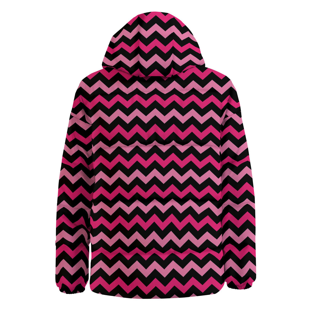 Chevron Black And Pink Print Pattern Down Jacket-grizzshop
