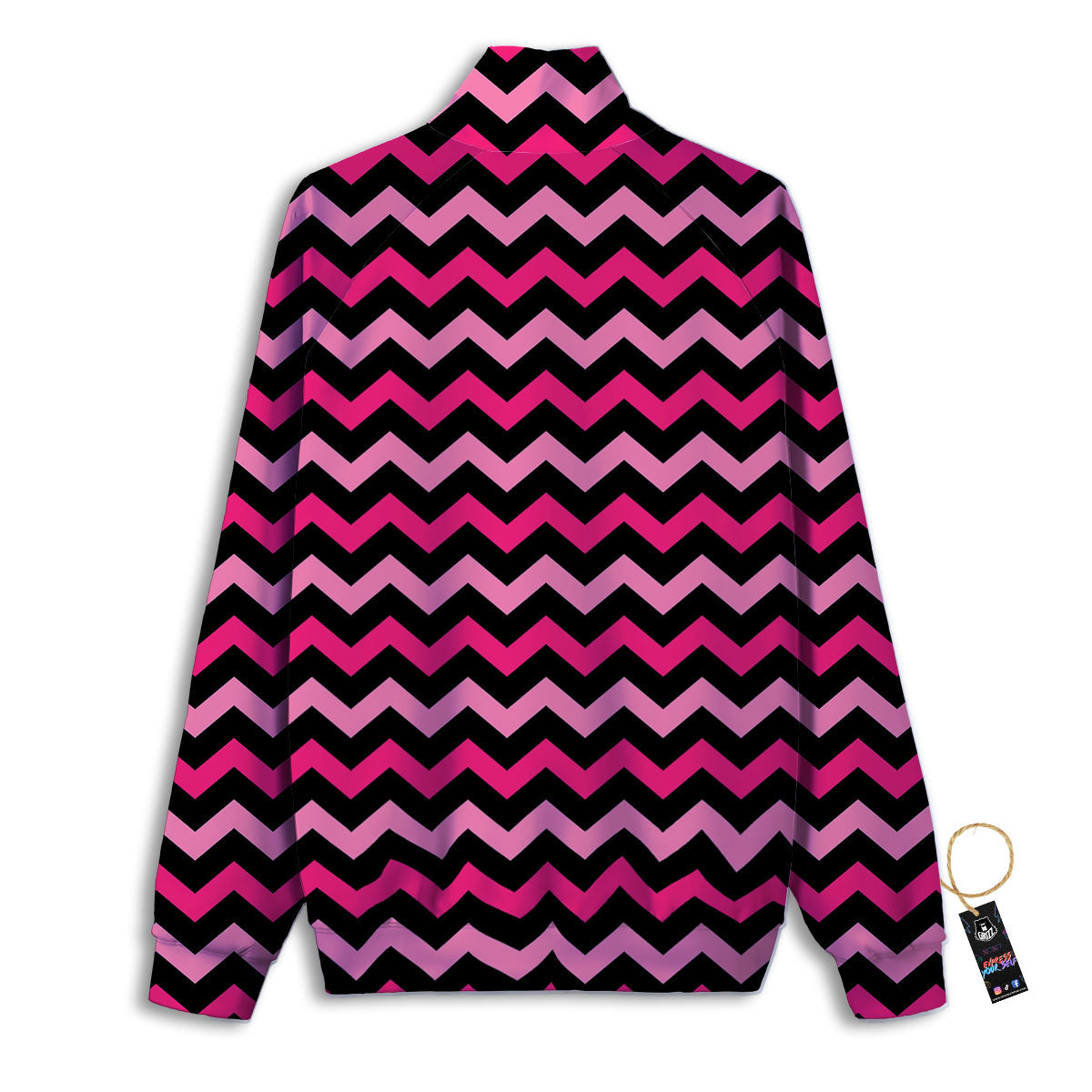 Chevron Black And Pink Print Pattern Track Jacket-grizzshop