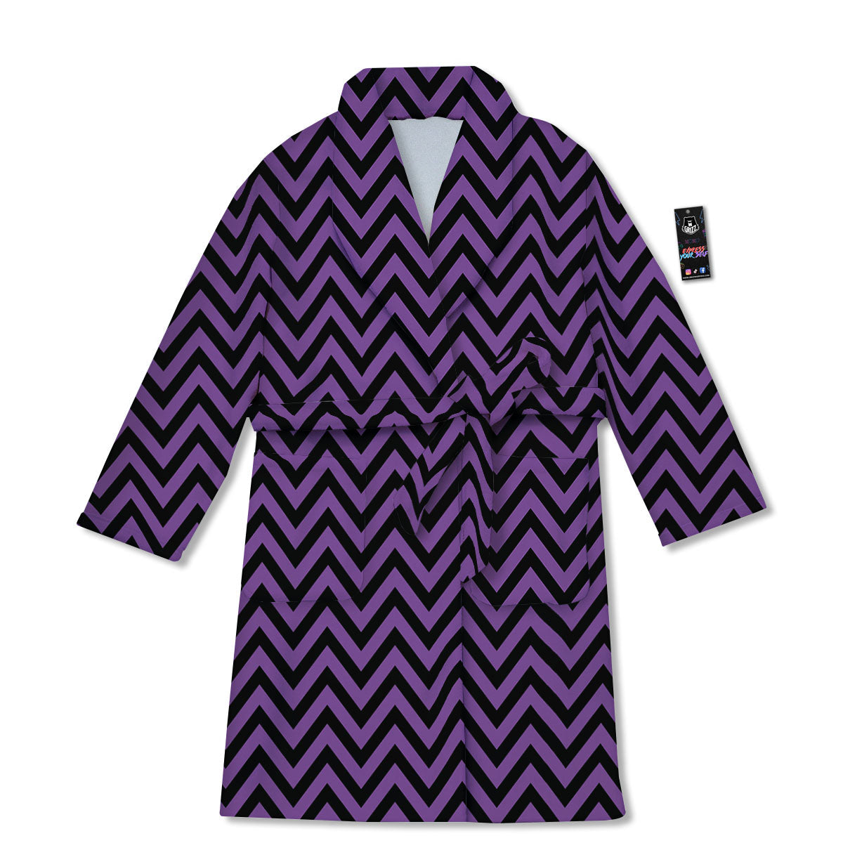 Chevron Black And Purple Print Pattern Bathrobe-grizzshop