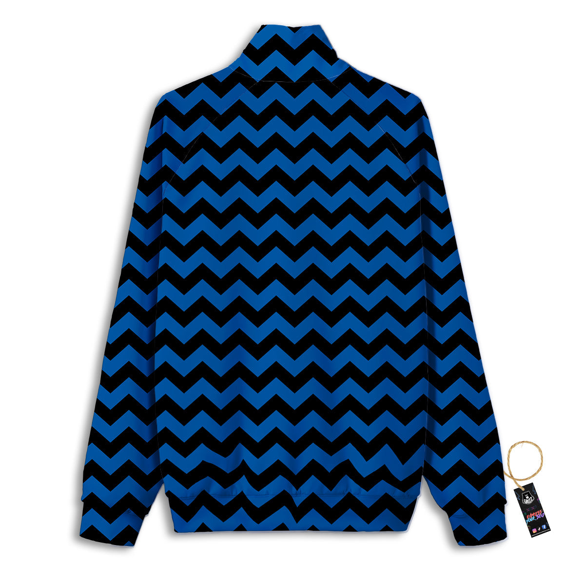 Chevron Blue And Black Print Pattern Track Jacket-grizzshop