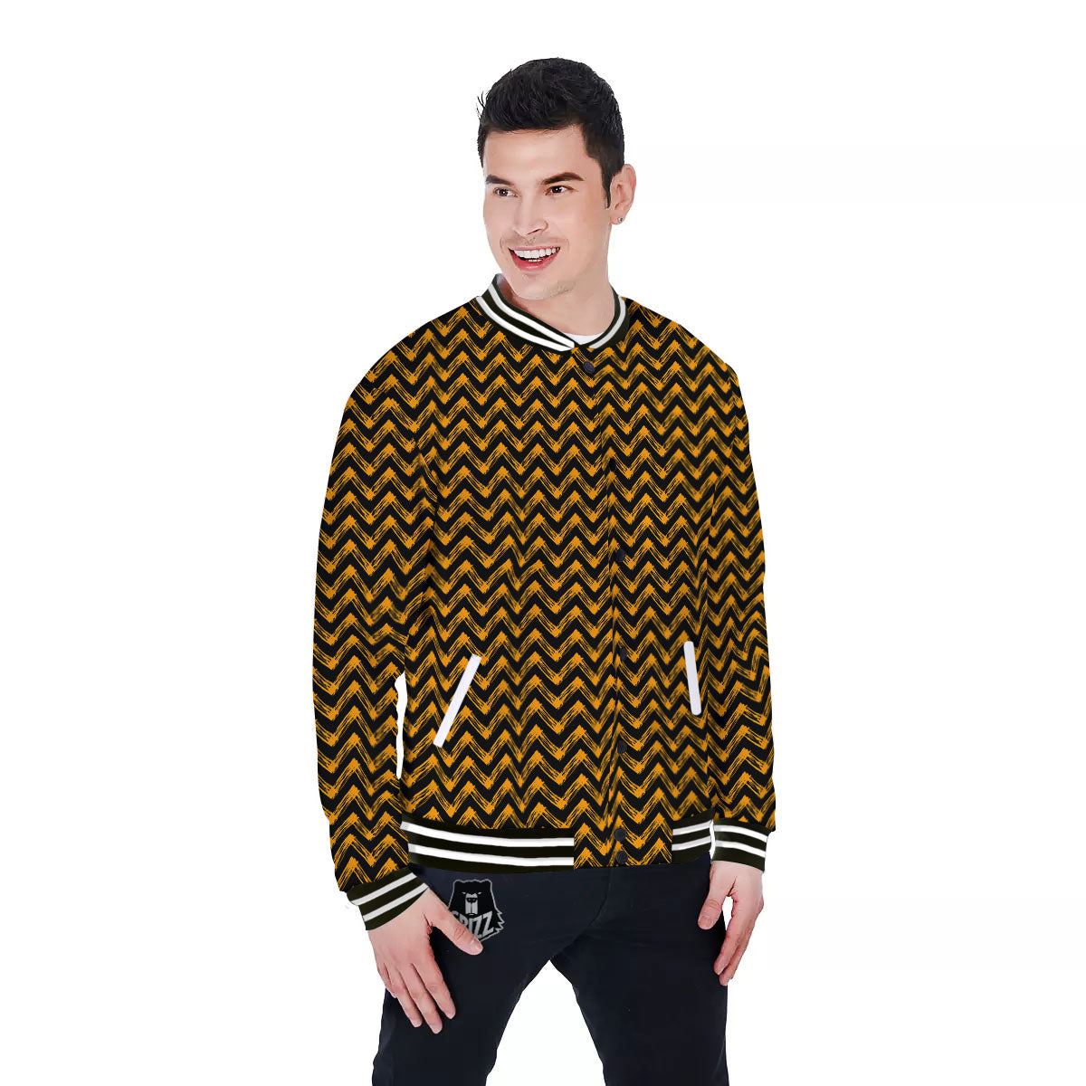 Chevron Halloween Print Pattern Baseball Jacket-grizzshop