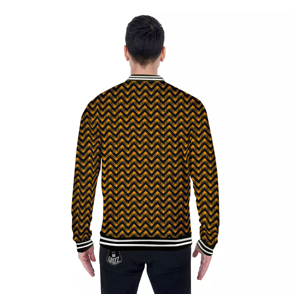 Chevron Halloween Print Pattern Baseball Jacket-grizzshop