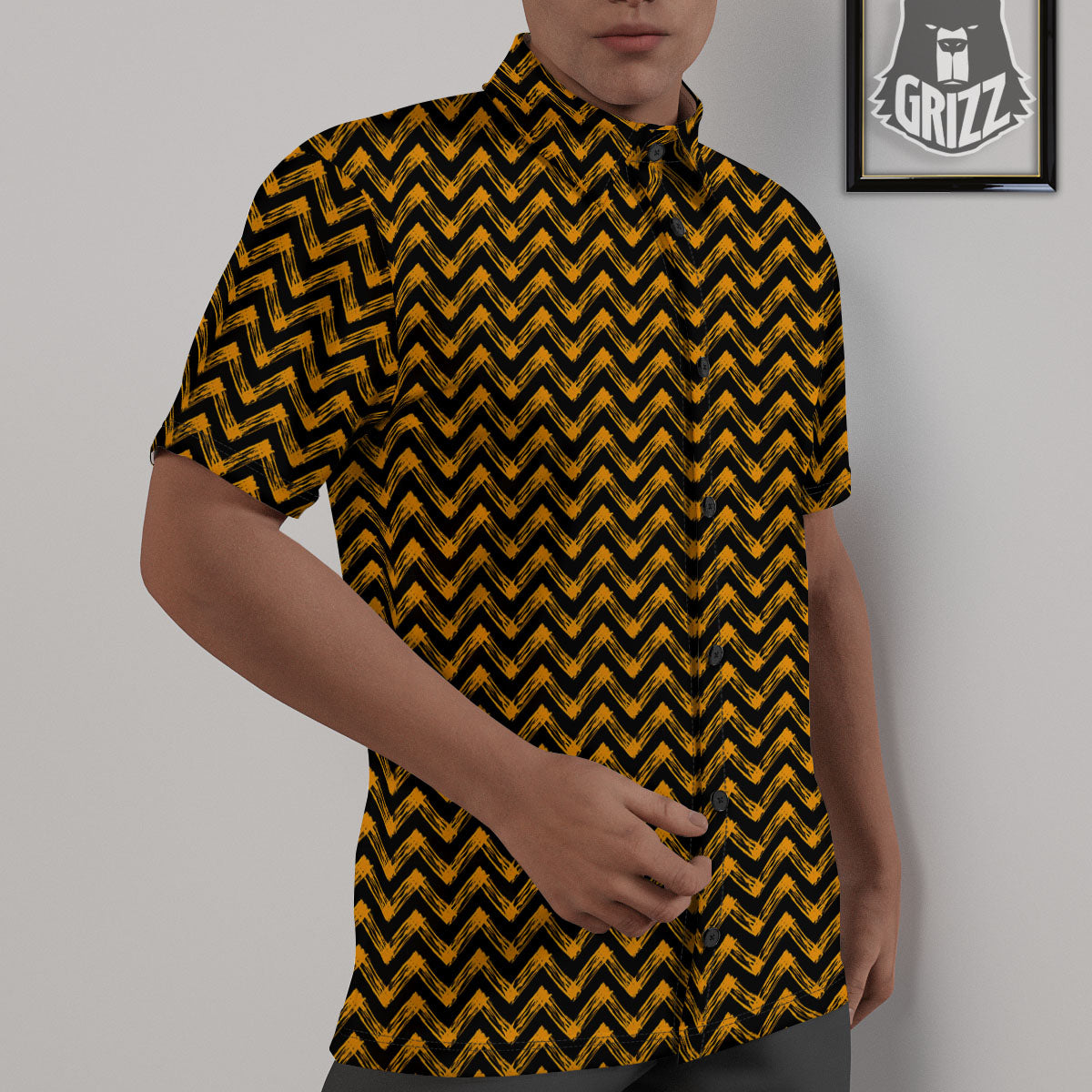 Chevron Halloween Print Pattern Untucked Shirts-grizzshop