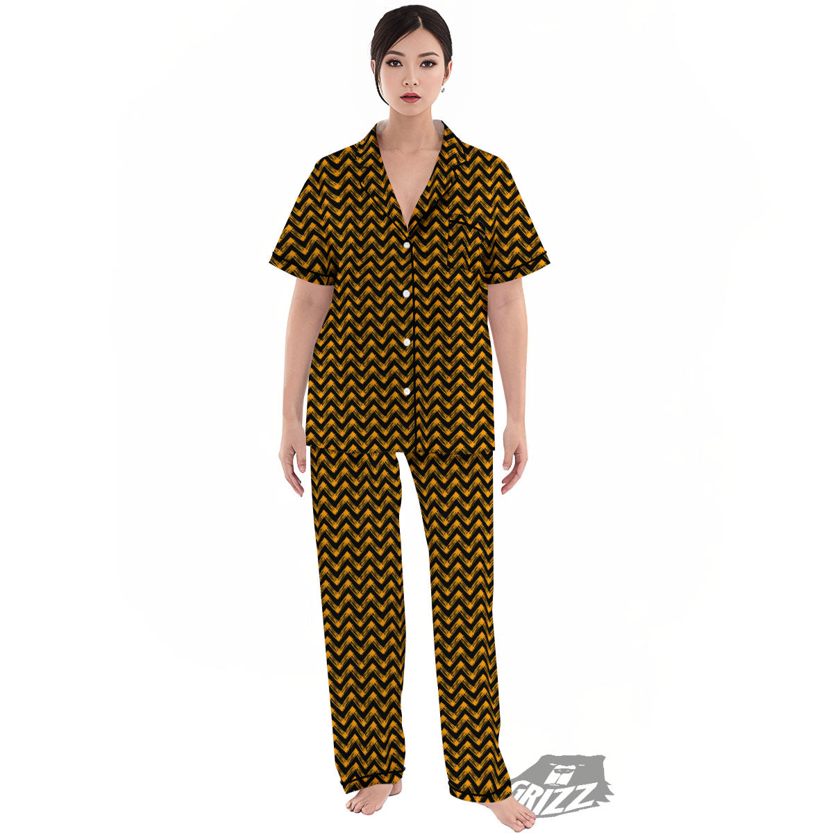 Chevron Halloween Print Pattern Women's Pajamas Set-grizzshop