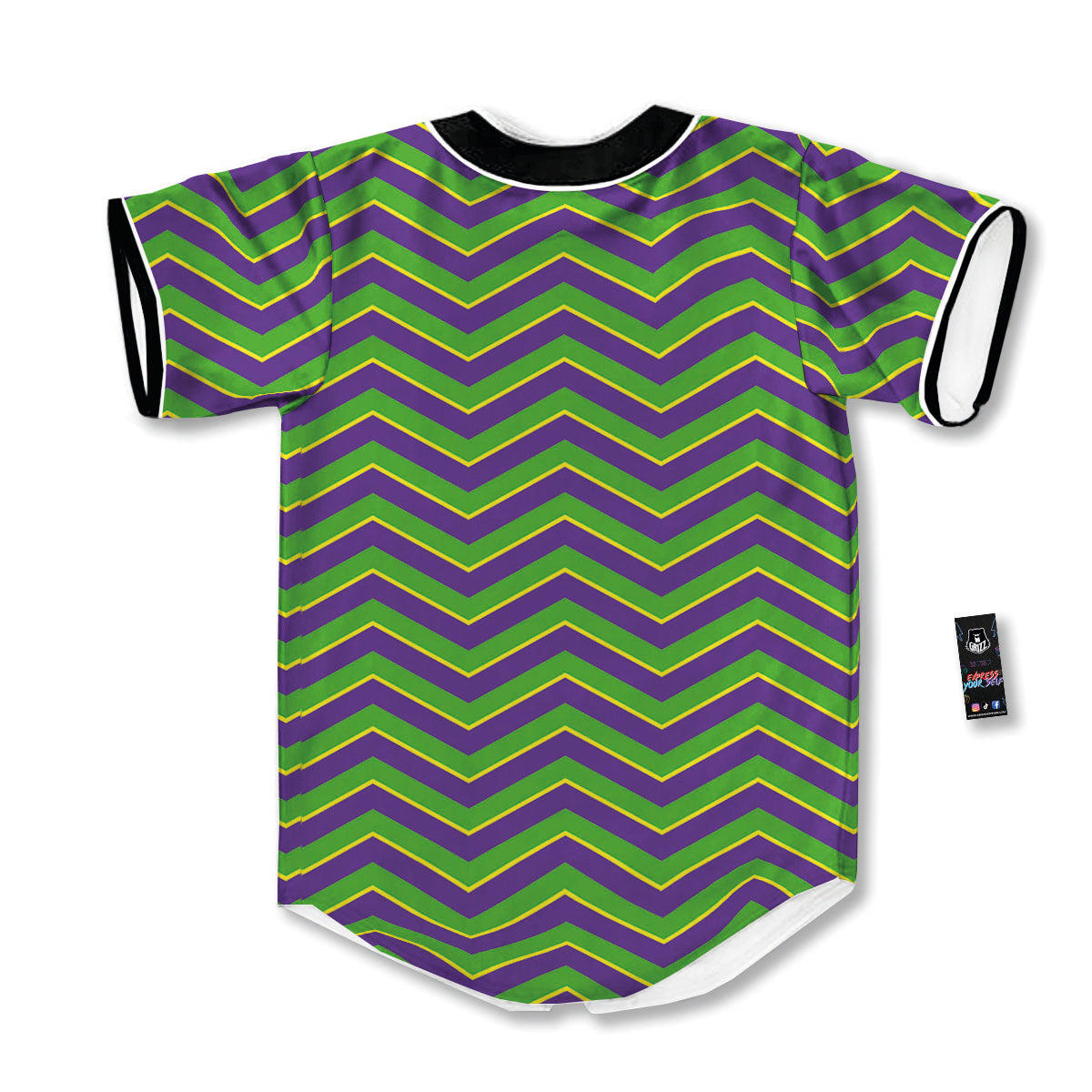 Chevron Mardi Gras Print Pattern Baseball Jersey-grizzshop