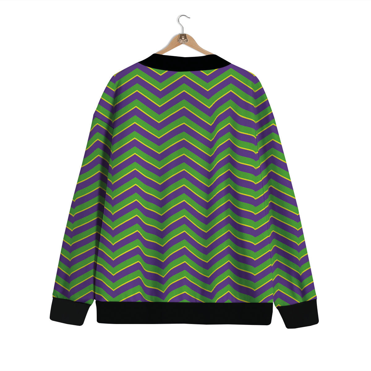 Chevron Mardi Gras Print Pattern Cardigan-grizzshop