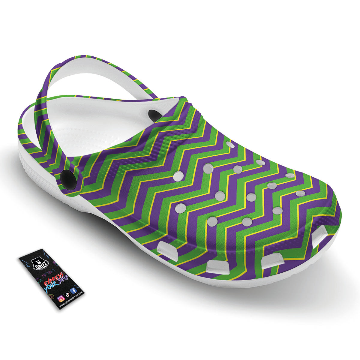 Chevron Mardi Gras Print Pattern Clog-grizzshop