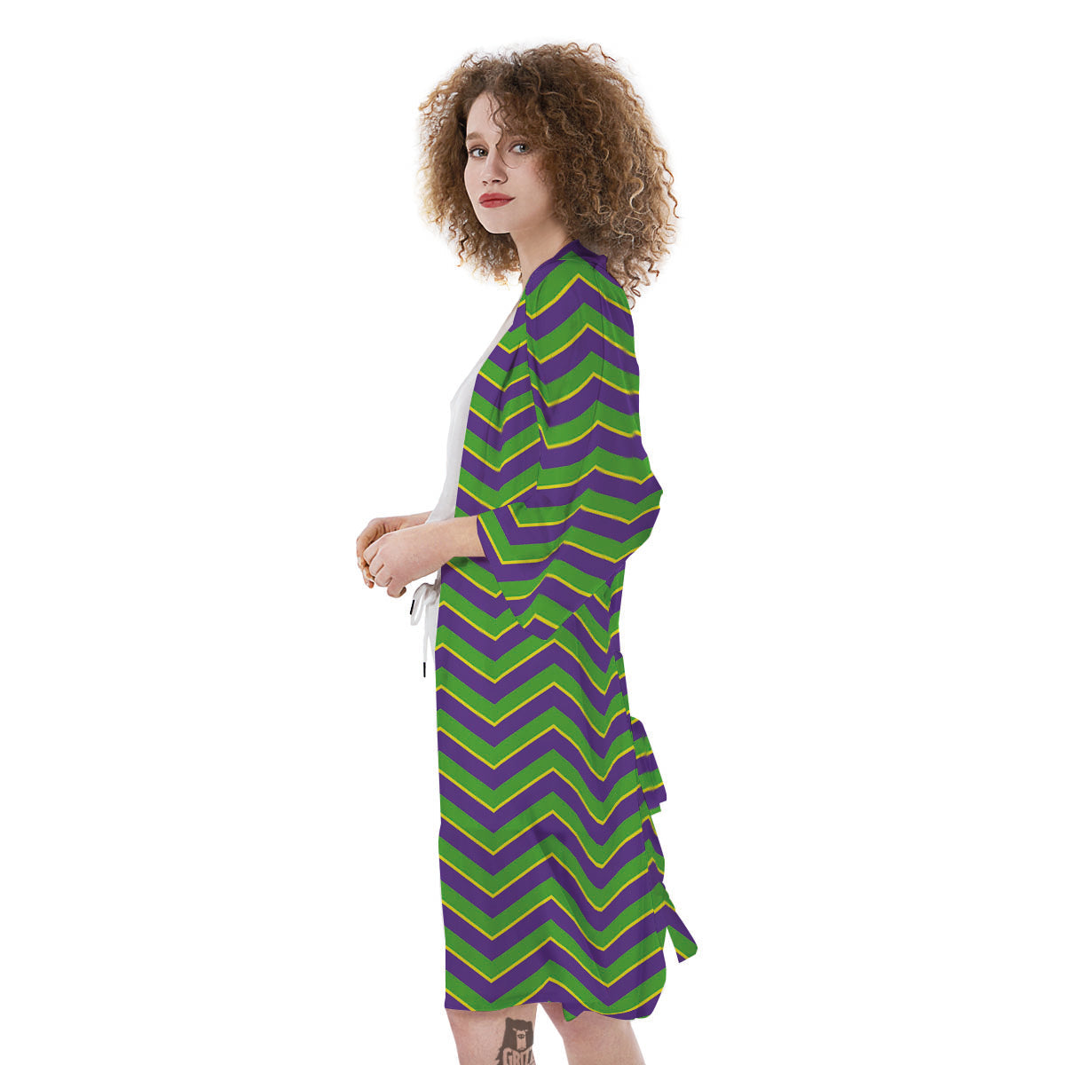 Chevron Mardi Gras Print Pattern Kimono-grizzshop