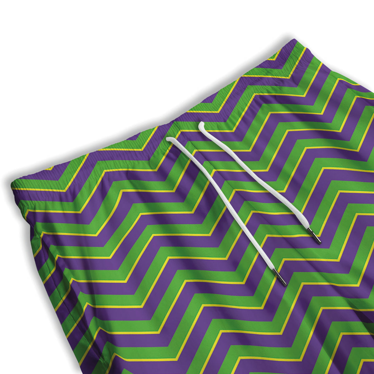 Chevron Mardi Gras Print Pattern Men's Athletic Shorts