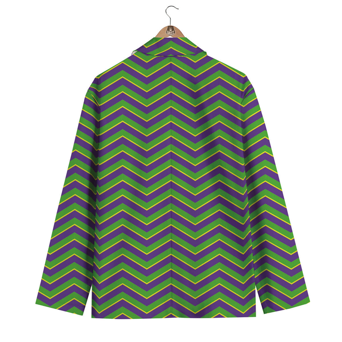 Chevron Mardi Gras Print Pattern Men's Blazer-grizzshop