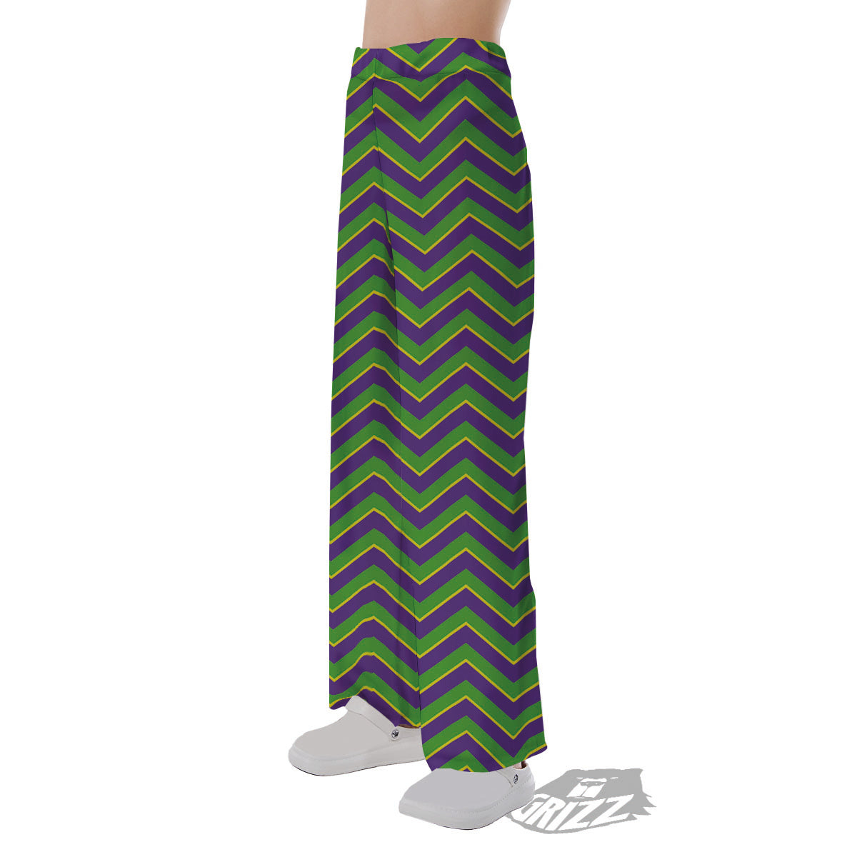 Chevron Mardi Gras Print Pattern Pajama Pants-grizzshop