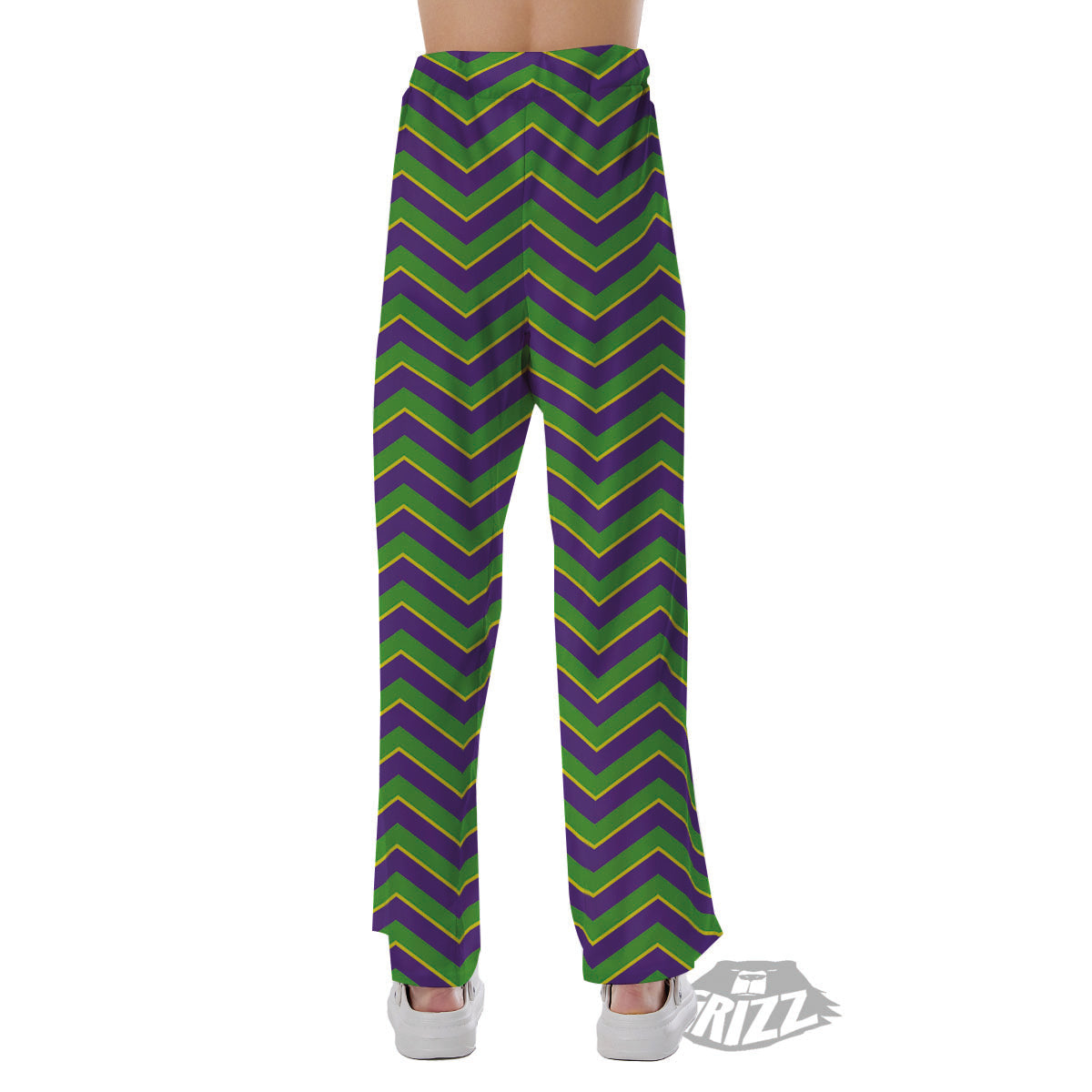 Chevron Mardi Gras Print Pattern Pajama Pants-grizzshop