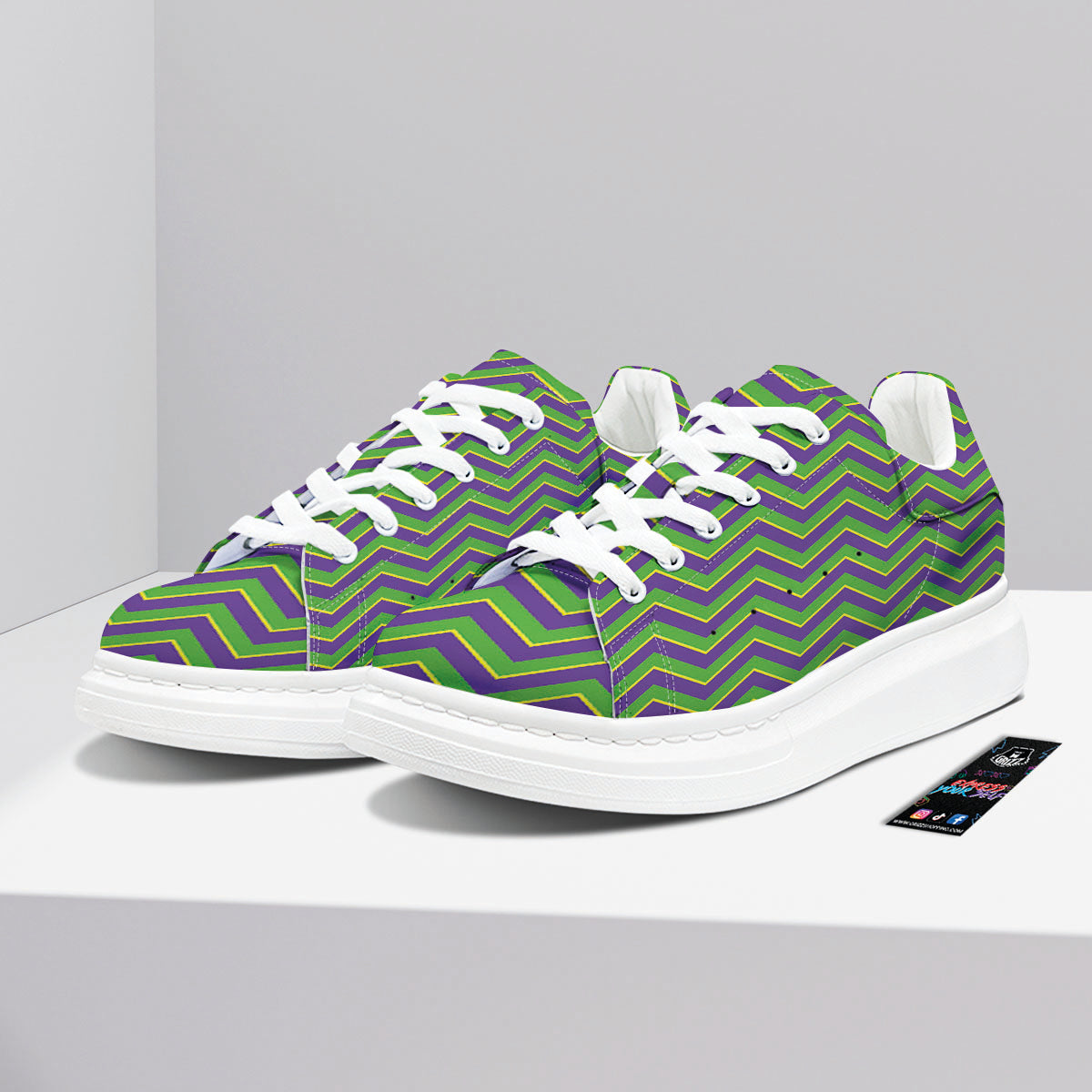 Chevron Mardi Gras Print Pattern Platform Shoes-grizzshop