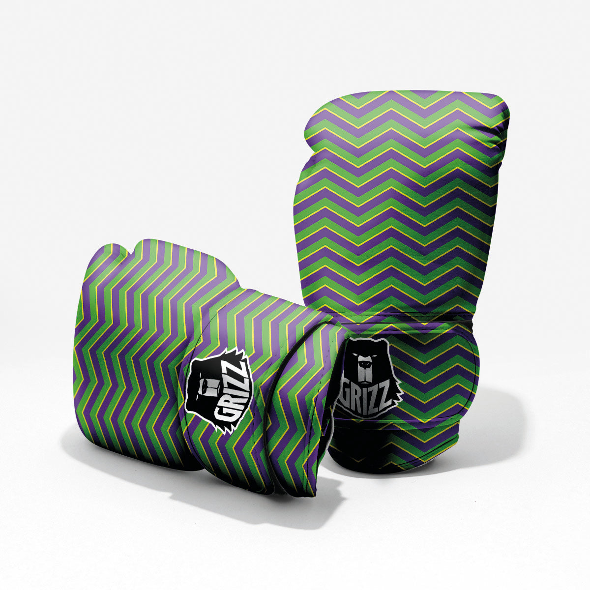 Chevron Mardi Gras Print Pattern Pro Boxing Glove