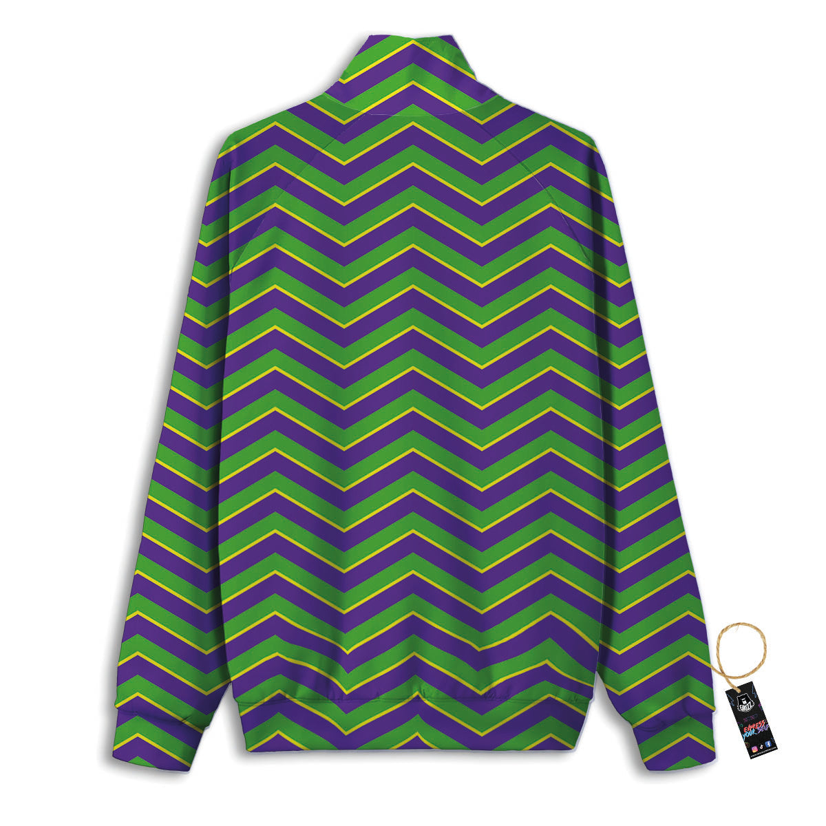Chevron Mardi Gras Print Pattern Track Jacket-grizzshop