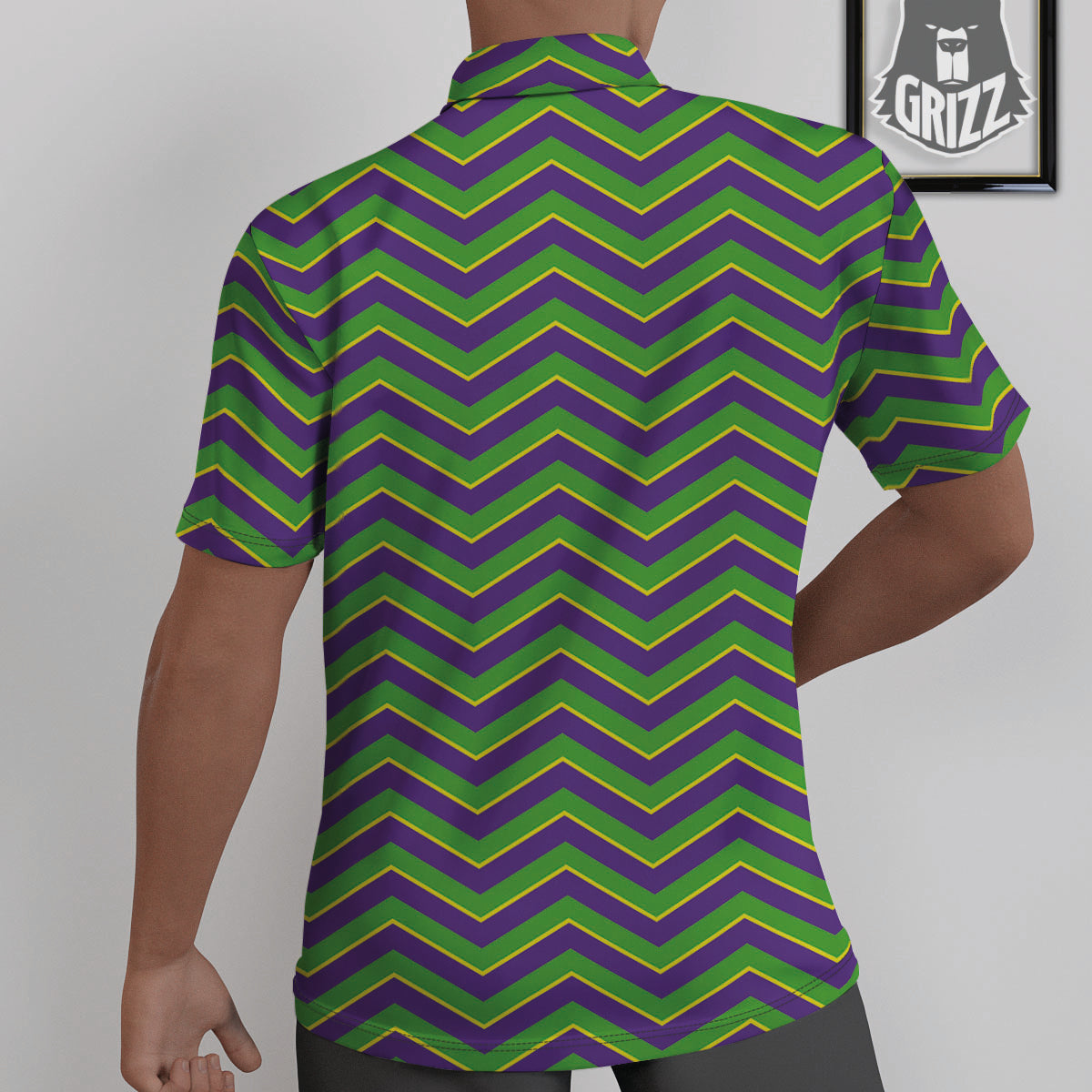 Chevron Mardi Gras Print Pattern Untucked Shirts-grizzshop