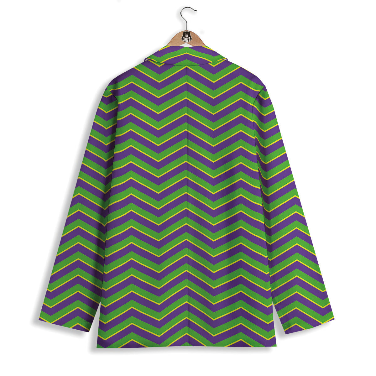 Chevron Mardi Gras Print Pattern Women's Blazer-grizzshop
