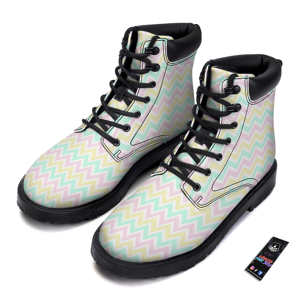 Chevron Pastel Print Pattern Boots-grizzshop
