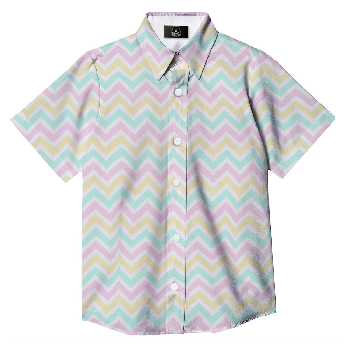 Chevron Pastel Print Pattern Button Up Shirt-grizzshop